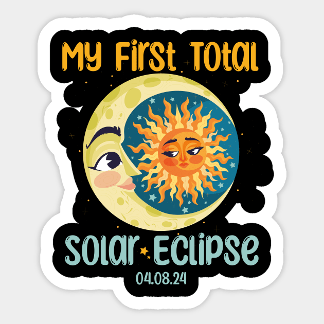 My First Total Solar Eclipse April 8 2024 Cute Kids Sticker by ANAREL